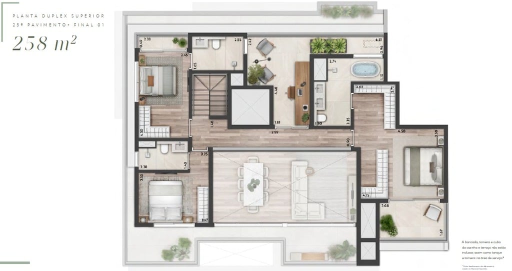 Planta 09 - 3 dorm 258m cobertura superior