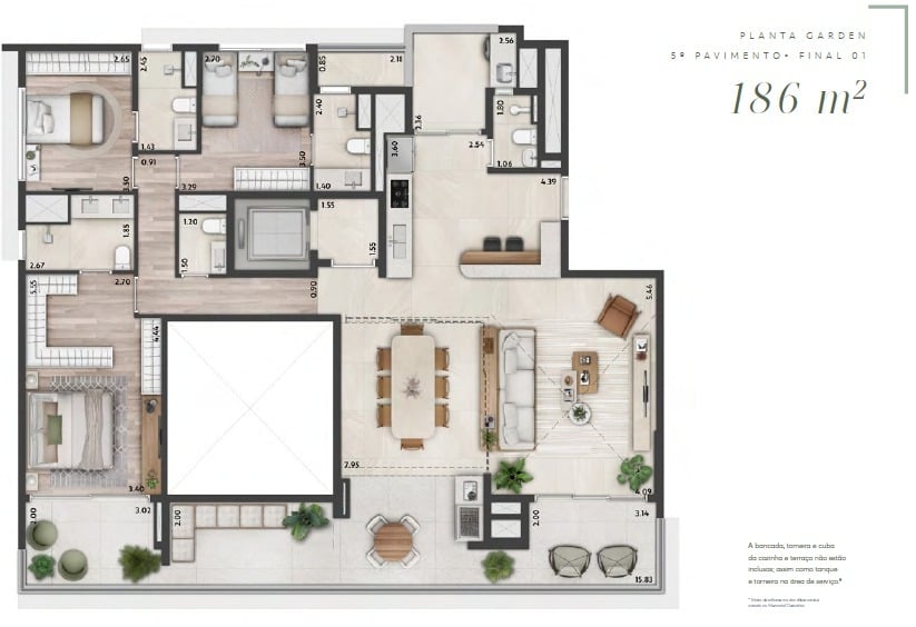 Planta 05 - 3 dorm 186m