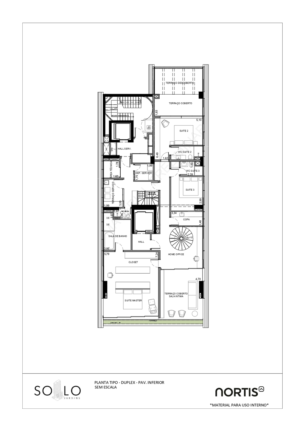 Planta 07 - 3 dorm 460 57m - cobertura duplex inferior