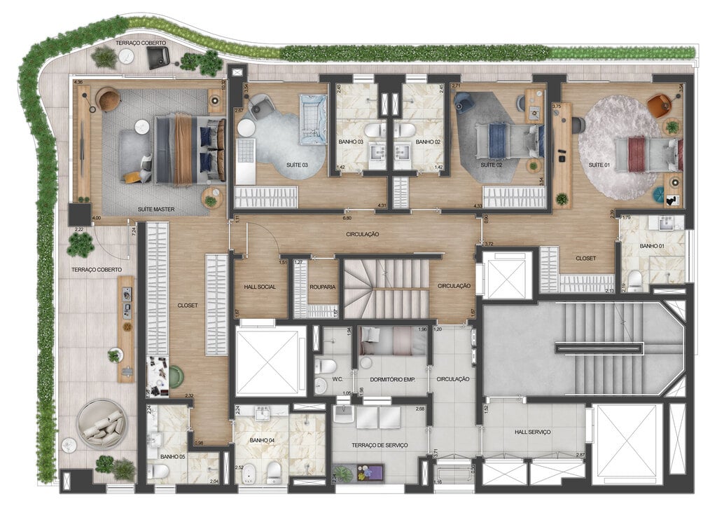 Planta 03 - 4 dorm 398m - cobertura duplex - inferior