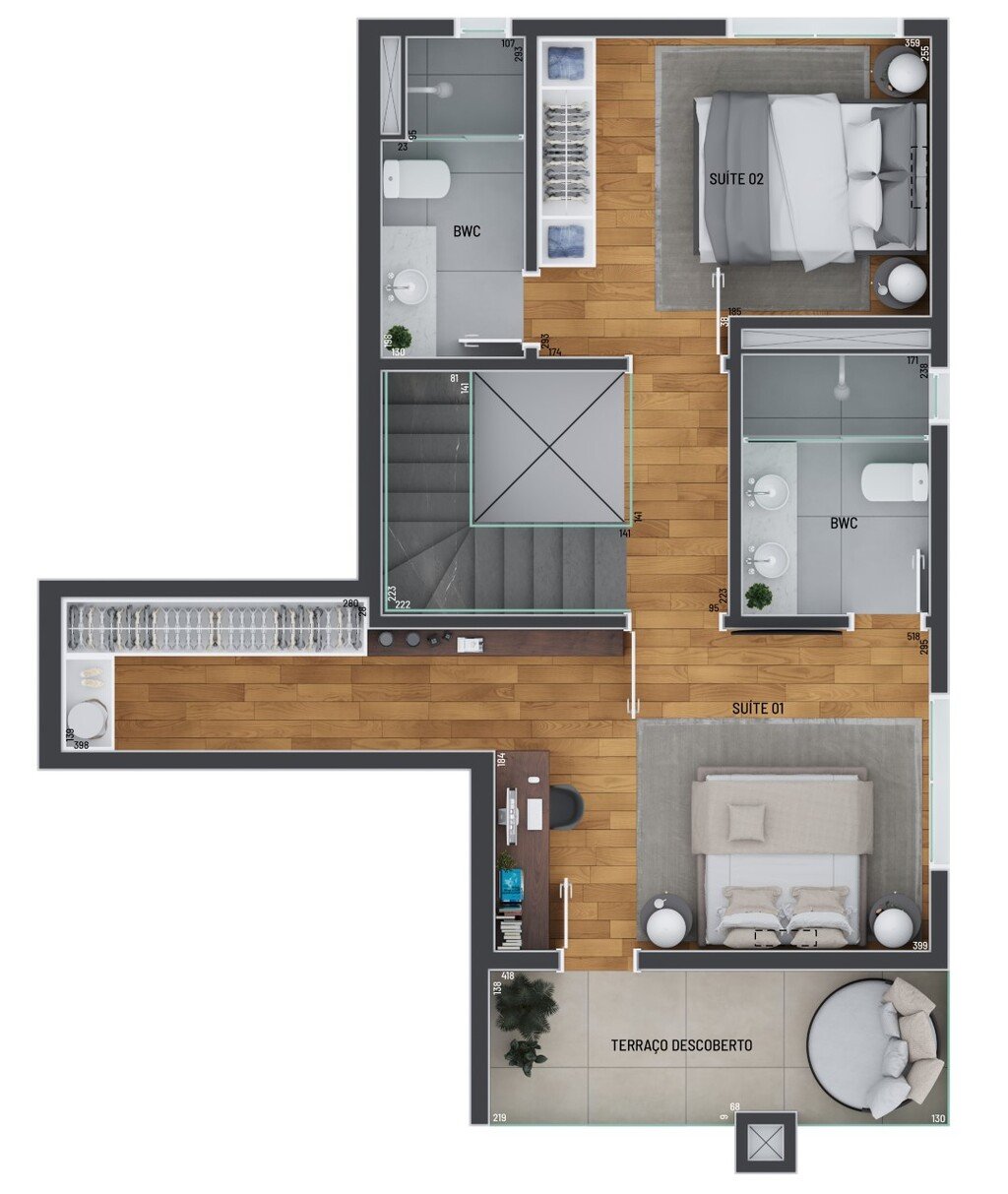 Planta 05 - 2 dorm 133m - cobertura duplex - superior