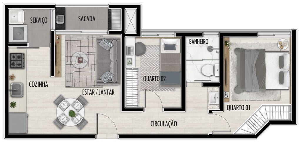 Planta 03 - 2 dorm 44 11m