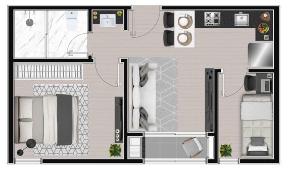 Planta 03 - 2 dorm 36 40m