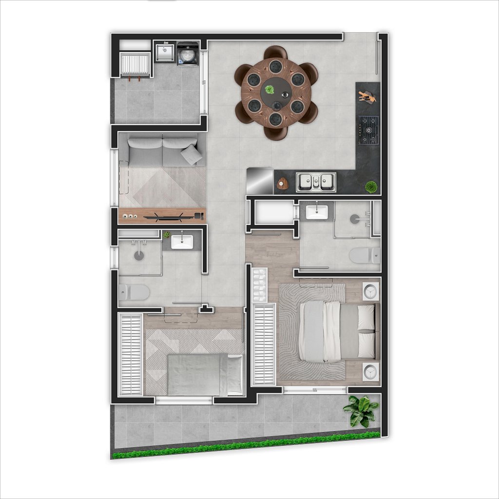 Planta 05 - 2 dorm 64m