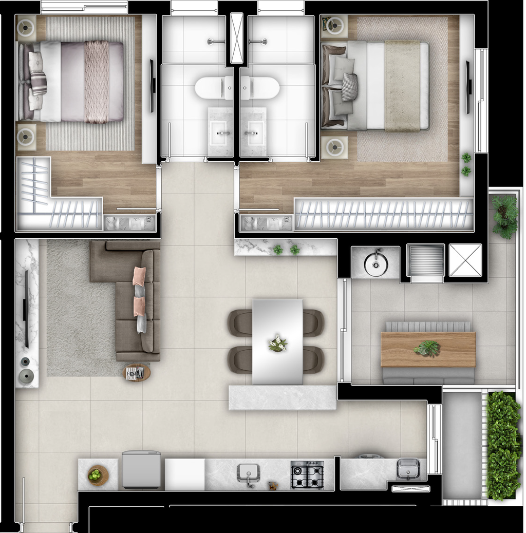 Planta 05 - 2 dorm 74,96m