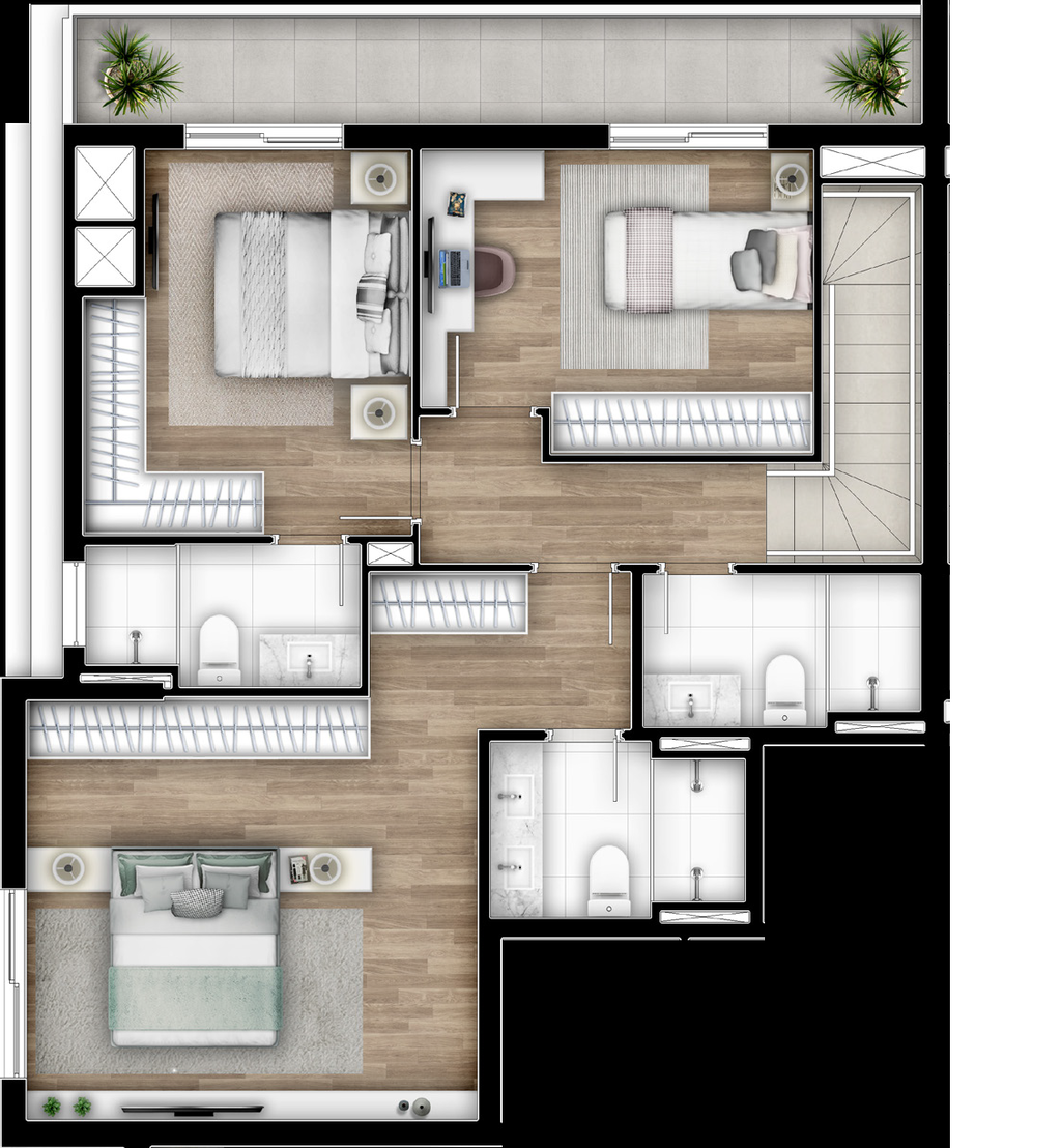 Planta 28 - 3 dorm 155,43m - penthouse - superior