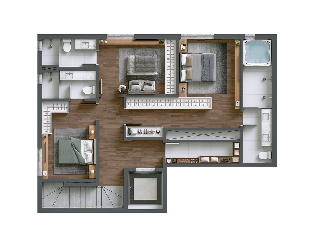 Planta 20 - 3 dorm 242,63m - cobertura duplex - superior