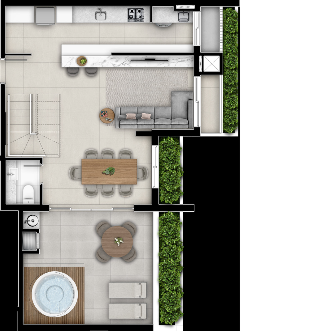 Planta 13 - 2 dorm 135,90m - penthouse - inferior