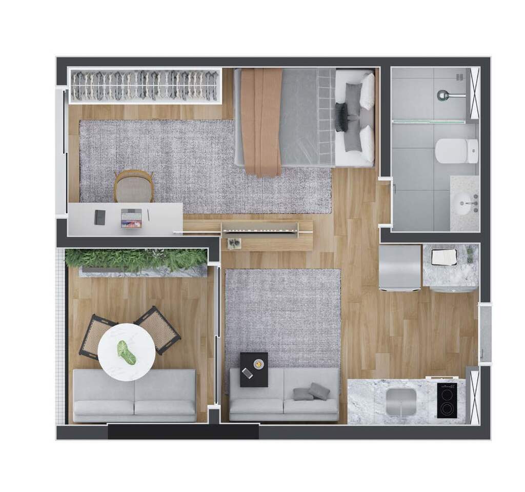 Planta 04 - 1 dorm 32m - studio - opo