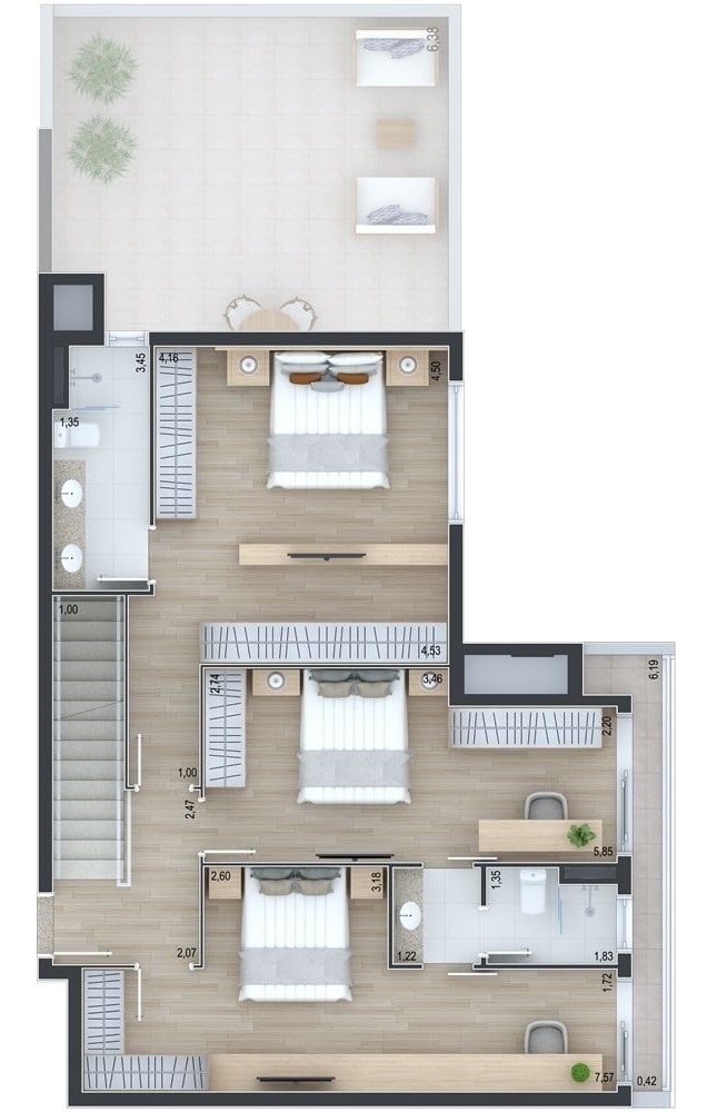 Planta 12 - 3 dorm 150 26m - cobertura duplex - superior