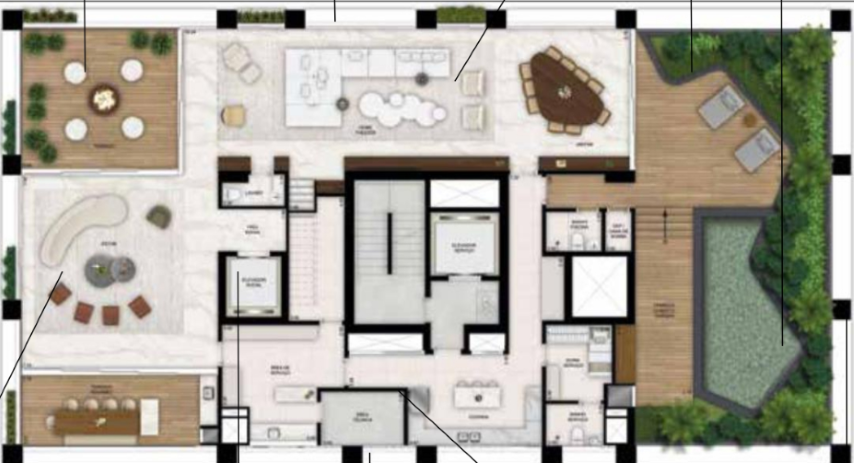 Planta 14 - 4 dorm 609m - duplex garden inferior