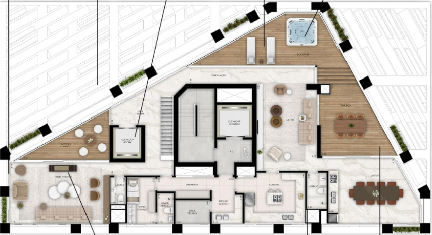 Planta 13 - 4 dorm 550m - cobertura duplex superior