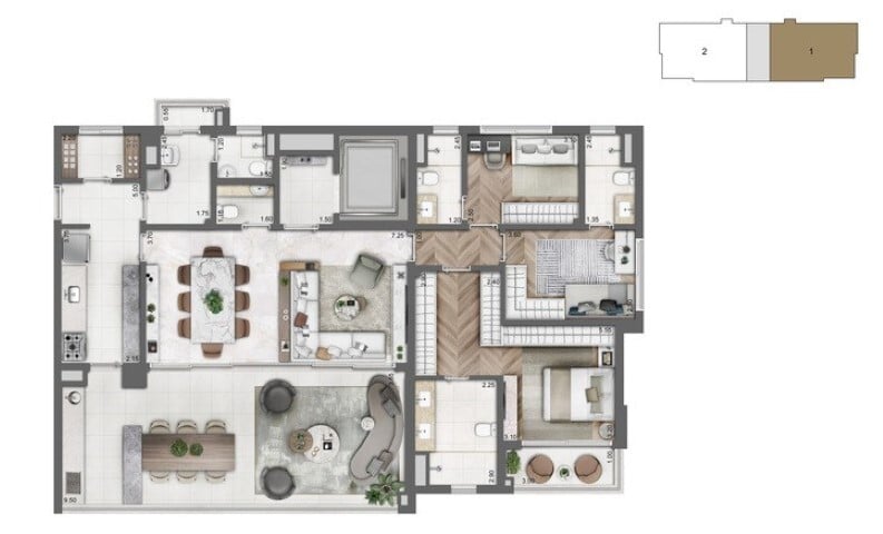 Planta 02 - 3 dorm 165 5m - opo