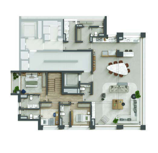 Planta 04 - 4 dorm 276m - duplex - inferior