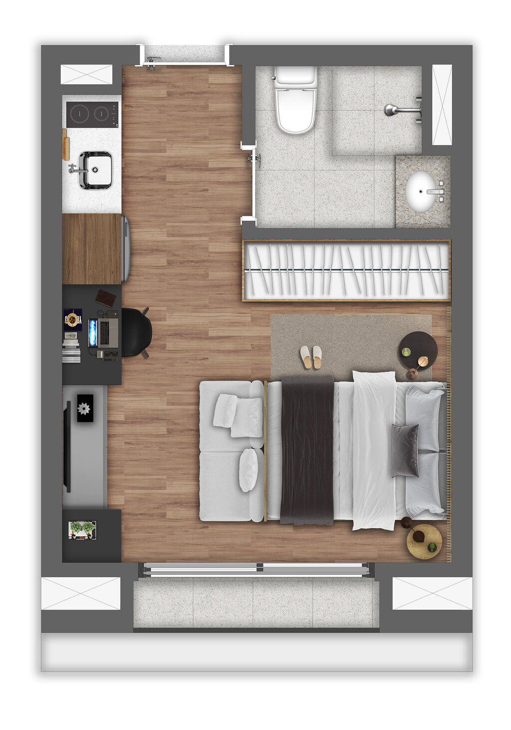 Planta 01 - 1 dorm 22 56m - studio