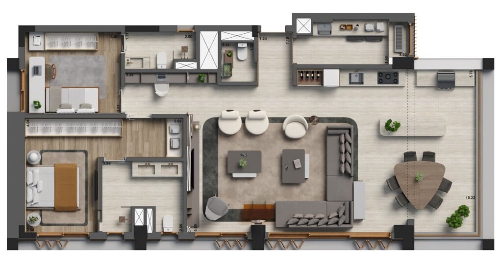 Planta 06 - 2 dorm 132m - opo