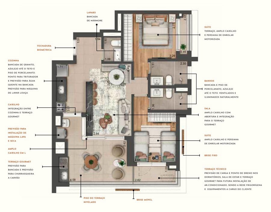 Planta 02 - 2 dorm 82m