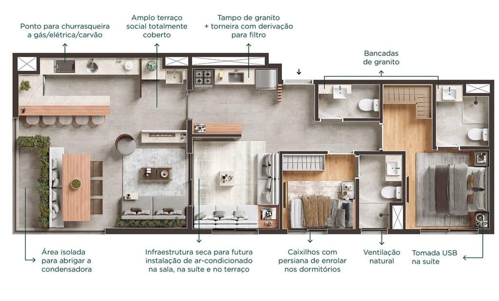 Planta 04 - 2 dorm 75m - penthouse