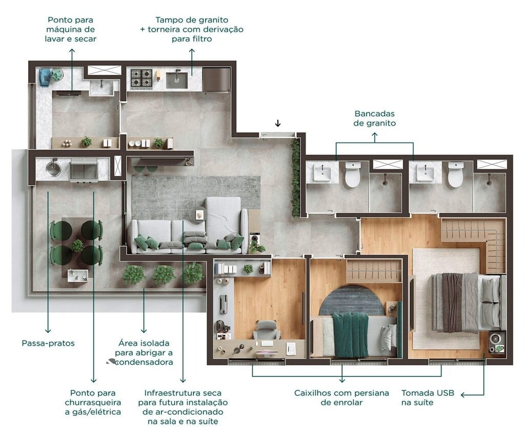 Planta 03 - 3 dorm 66m