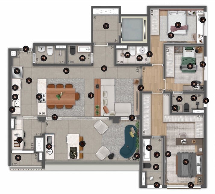 Planta 02 - 3 dorm 151,82m - opo 1