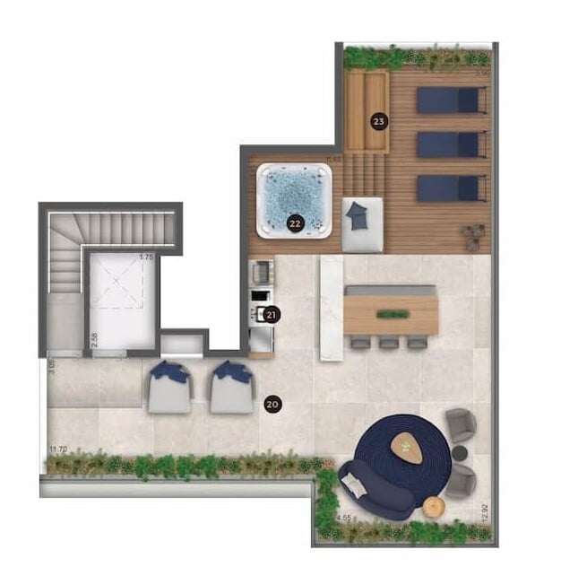 Planta 08 - 4 dorm 258,57m - cobertura duplex - superior