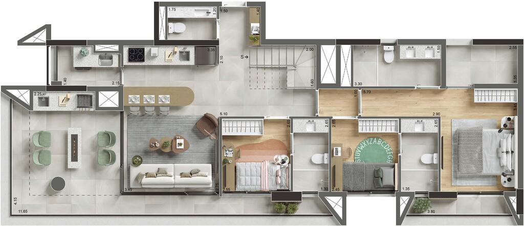 Planta 08 - 3 dorm 233m - cobertura duplex - inferior