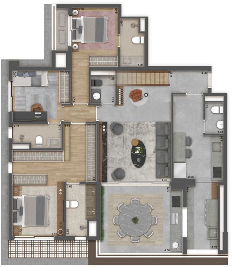 Planta 03 - 4 dorm 209 28m - duplex - inferior