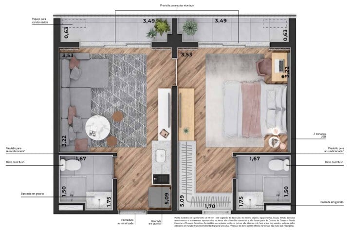 Planta 04 - 1 dorm 48m - opo