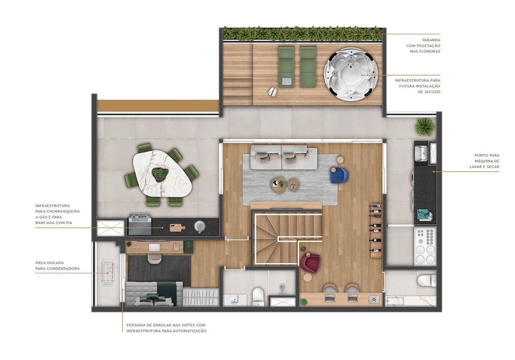 Planta 06 - 3 dorm 173m - cobertura duplex - superior