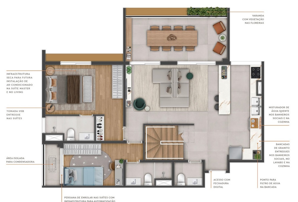 Planta 05 - 3 dorm 173m - cobertura duplex - inferior