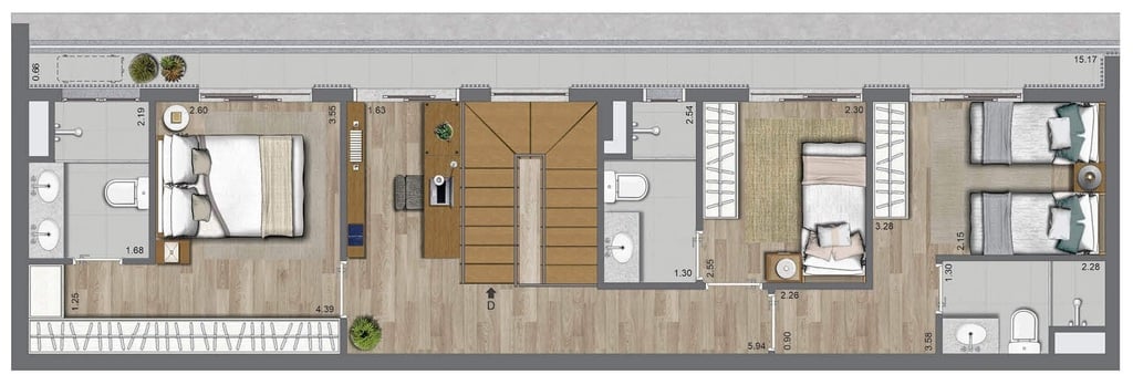 Planta 05 - 4 dorm 162m - duplex superior