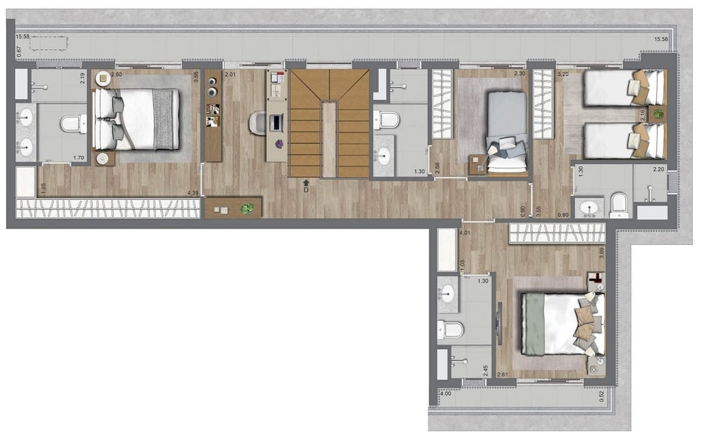 Planta 07 - 4 dorm 162m - duplex superior