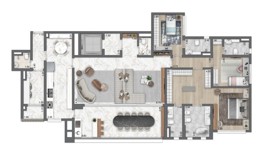 Planta 08 - 3 dorm 213m - opo