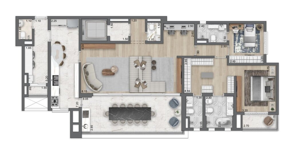 Planta 02 - 2 dorm 172m - opo