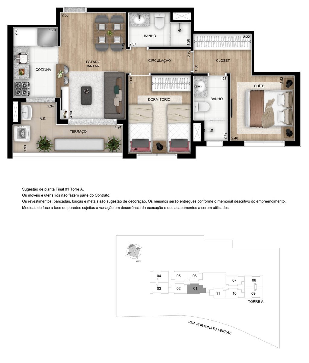 Planta 03 - 2 dorm 55m