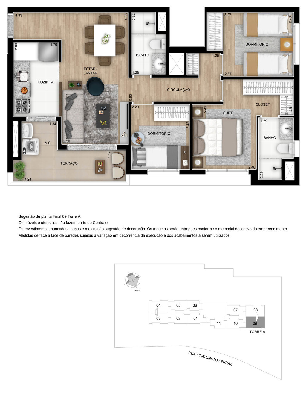 Planta 05 - 3 dorm 67m