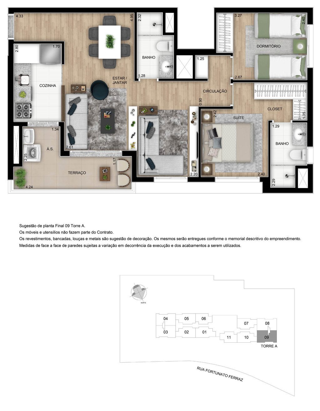 Planta 06 - 2 dorm 67m - opo