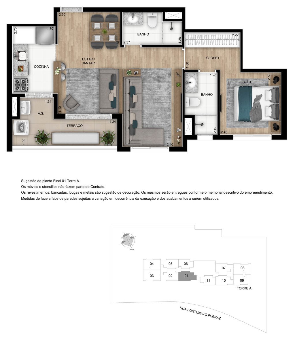 Planta 04 - 1 dorm 55m - opo