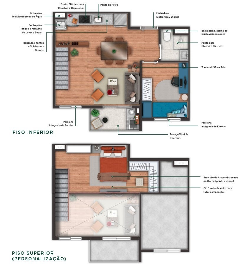 Planta 02 - 2 dorm 36 10m - loft