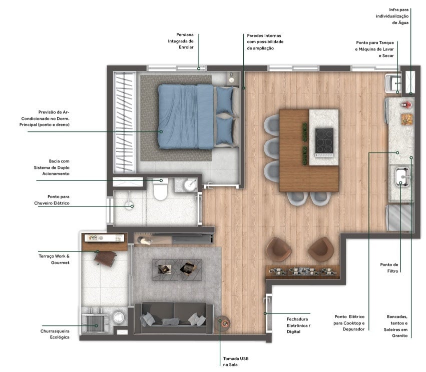 Planta 04 - 1 dorm 41 30m - opo