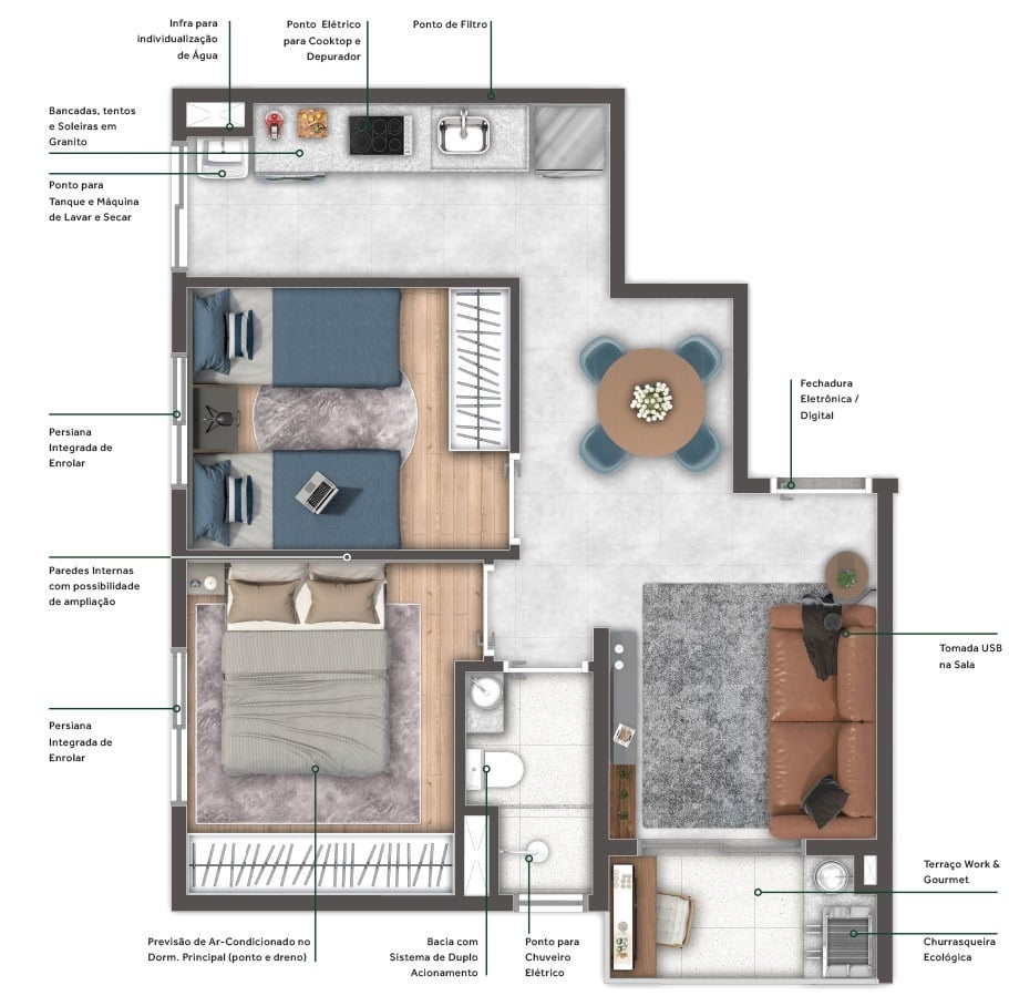 Planta 03 - 2 dorm 41 30m