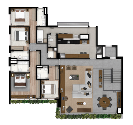 Planta 06 - 4 dorm 394m - cobertura duplex - inferior