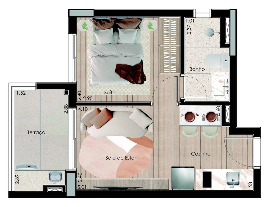 Planta 05 - 1 dorm 32,04m