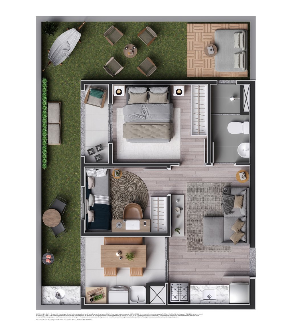 Planta 03 - 2 dorm 47,90m - garden