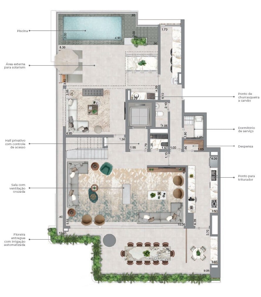 Planta 06 - 4 dorm 438m - cobertura duplex - inferior