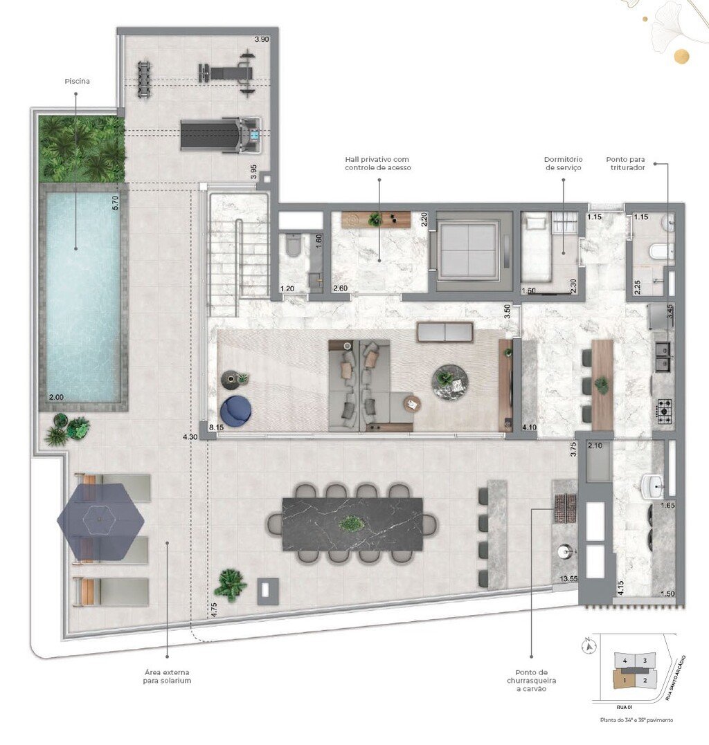 Planta 12 - 4 dorm 395m - cobertura duplex - superior