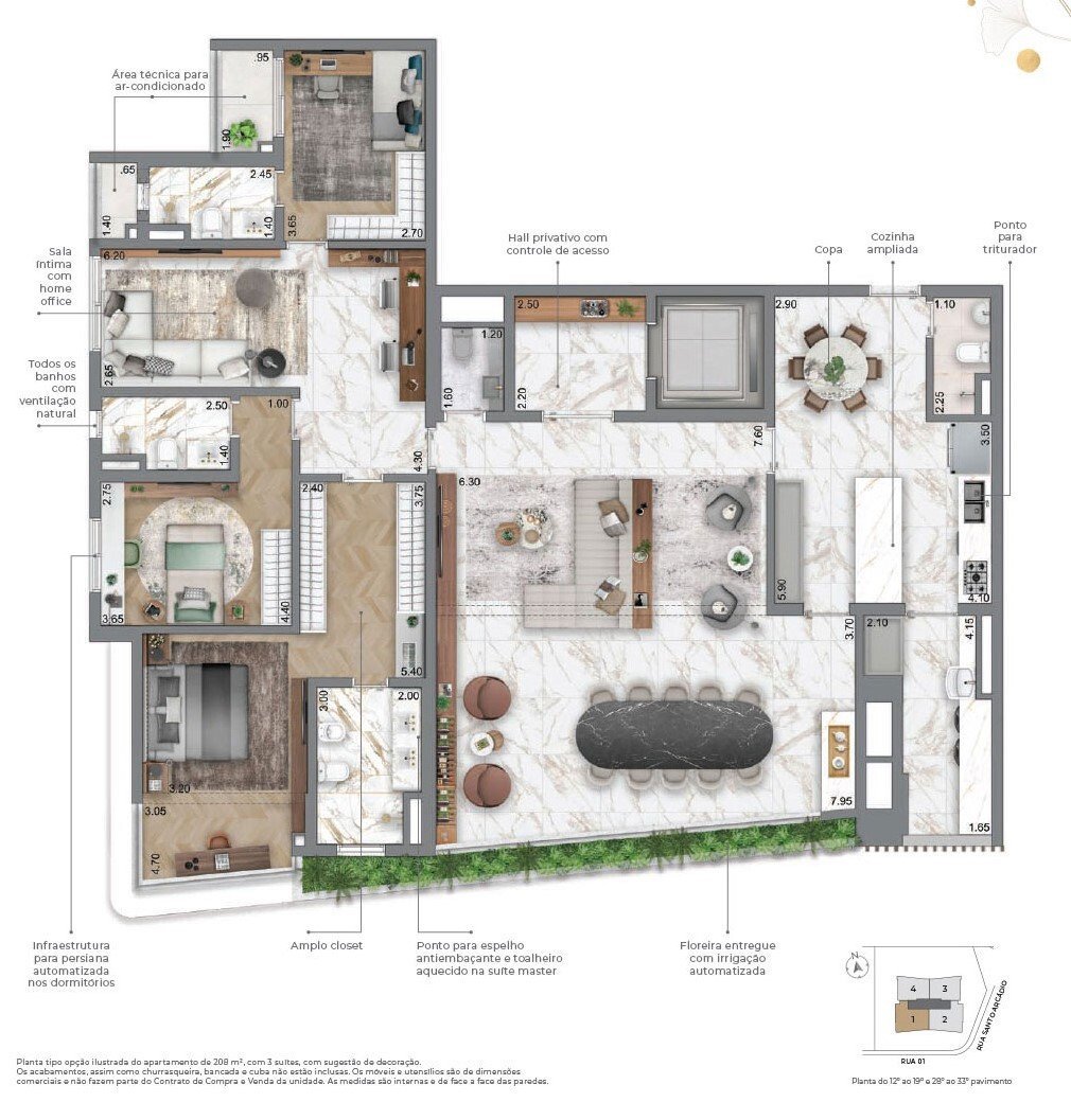 Planta 07 - 3 dorm 208m - opo 3