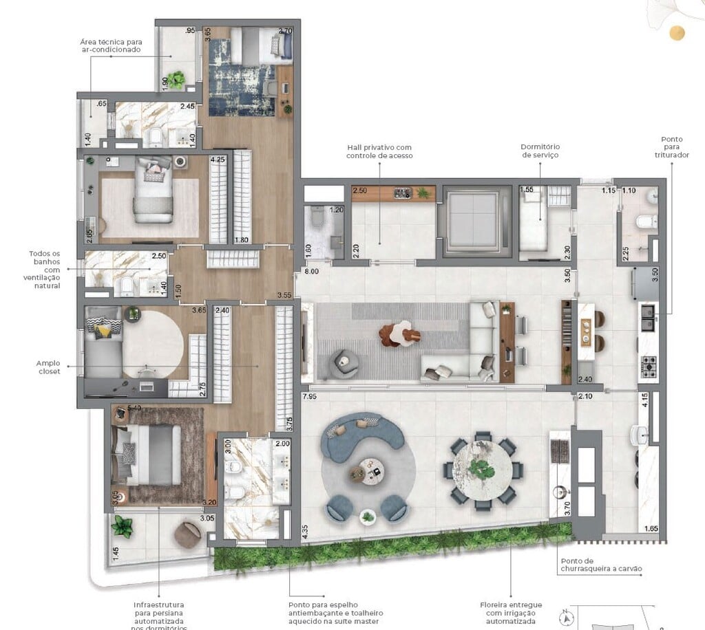 Planta 04 - 4 dorm 208m