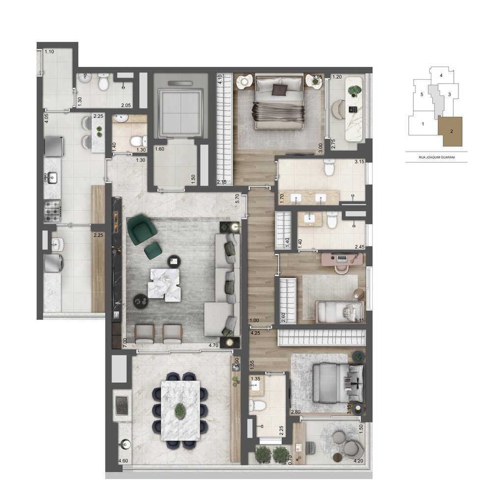 Planta 08 - 3 dorm 157m - opo