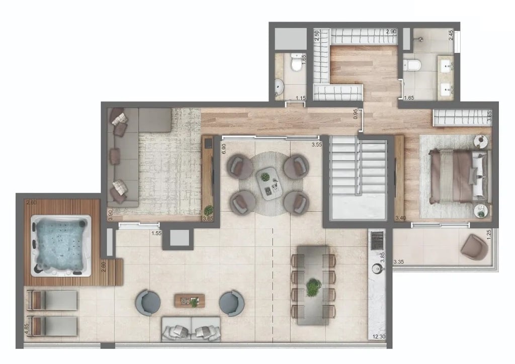 Planta 12 - 3 dorm 265 50m - cobertura duplex - superior